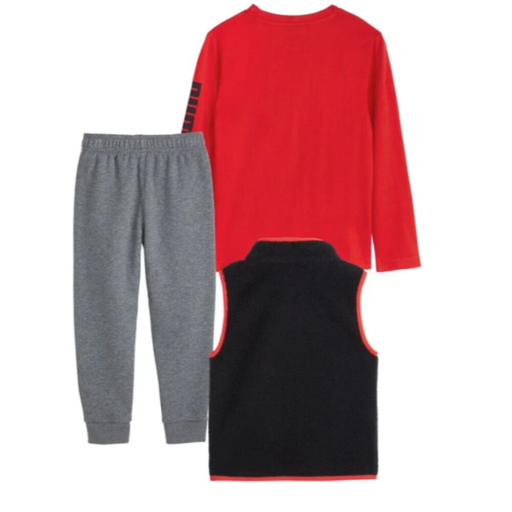 NWT PUMA Kids' 3-piece Red and Black Fleece Vest Set Size 3T - Picture 5 of 8